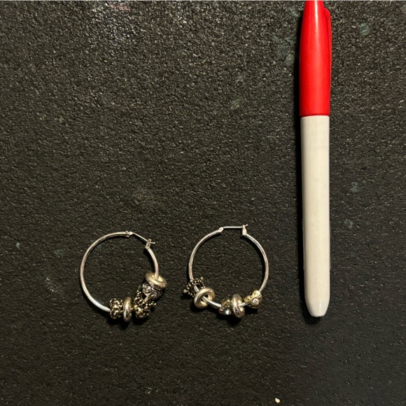 Pandora charm hoop earrings in silver - Picture 2 of 2